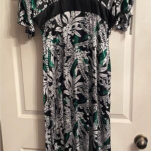 Floral Black and Green Dress